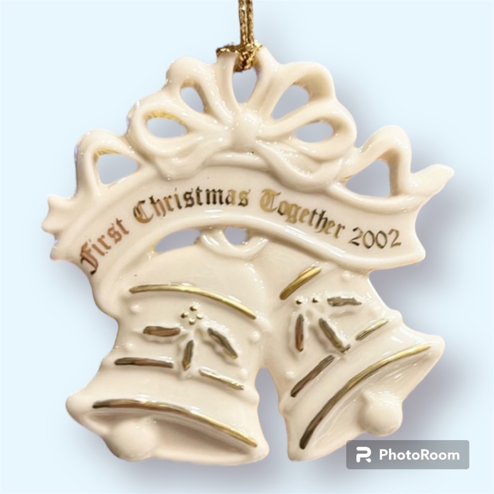 Vintage Lenox Ornament, First Christmas Together 2002, Porcelain, Wedding Bells
